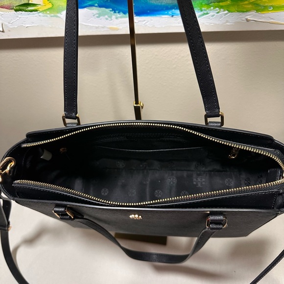 Tory Burch Black Saffiano Leather Double-Handle Tote with Gold Logo with COA!!! - Picture 6 of 9